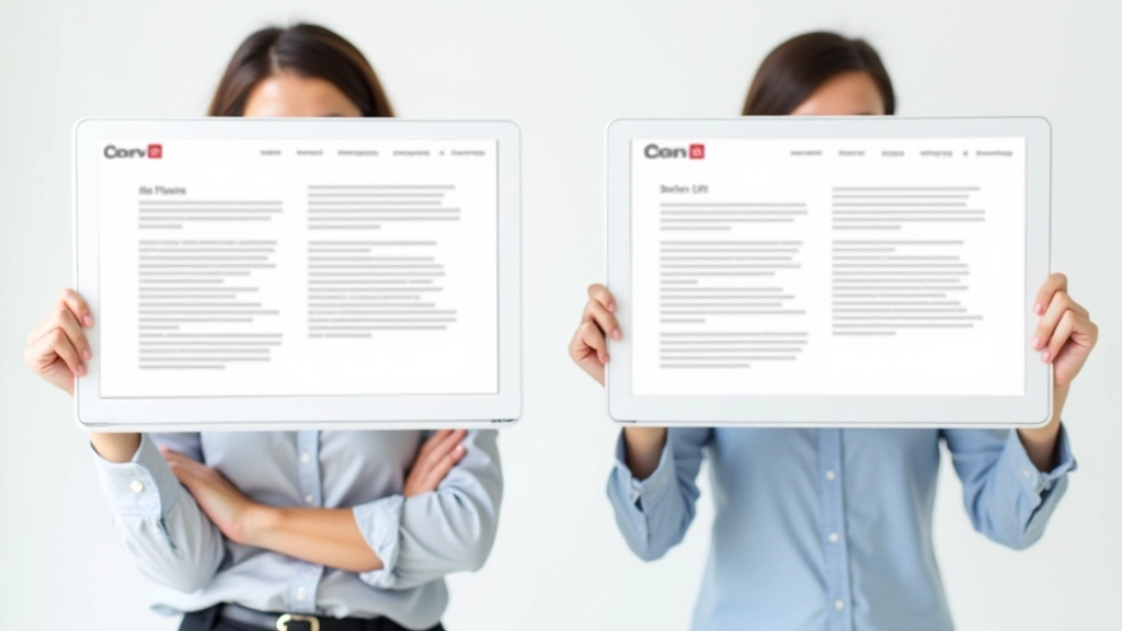 Comparazione di due versioni della stessa landing page, una con scarso contrasto e una con contrasto forte tra titolo e sfondo