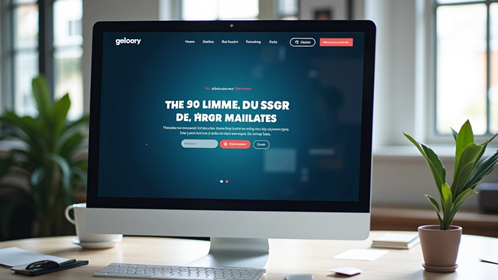 Sezione hero di un sito web visualizzata su monitor con titolo accattivante e immagine di sfondo di alta qualità con proposta di valore chiara