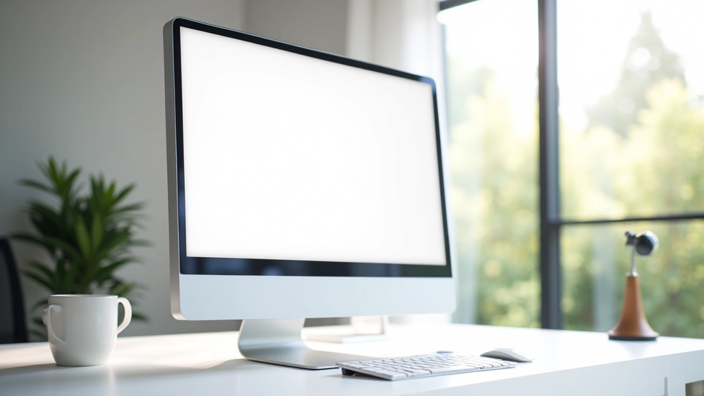 Pagina web di landing ben progettata visualizzata su schermo di computer moderno con grafica pulita, buona gerarchia visiva, spazi bianchi strategici e call-to-action evidente