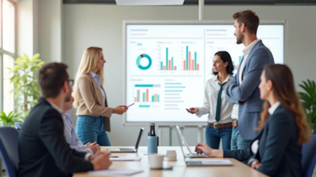 Team che analizza metriche di conversione e ottimizzazione durante una riunione strategica